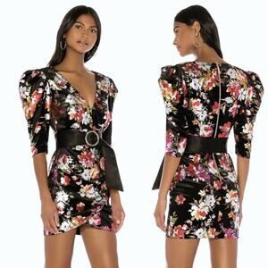 Bronx and Banco Floral Velvet mini dress sz XS